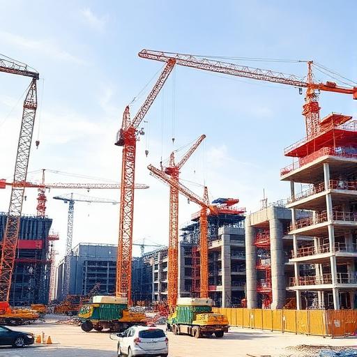 Construction Industry - HSE manager supervising safety measures at construction site